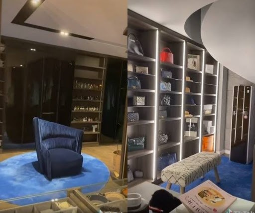 Bên cạnh bộ sưu tập siêu xe của Cường Đô La, Đàm Thu Trang cũng có một không gian riêng để bộ sưu tập túi xách hàng hiệu. Nguồn ảnh: FBNV.