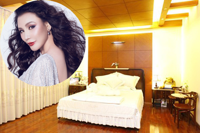 Nữ ca sĩ Hồ Quỳnh Hương sở hữu biệt thự đắt tiền, trong đó phòng ngủ thiết kế từ gỗ quý. Ảnh: Dân Việt.