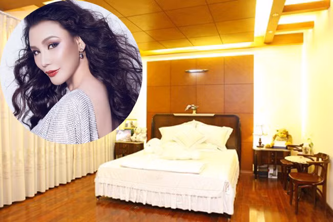 Nữ ca sĩ Hồ Quỳnh Hương sở hữu biệt thự đắt tiền, trong đó phòng ngủ thiết kế từ gỗ quý. Ảnh: Dân Việt.