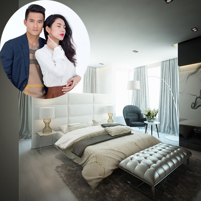 Vợ chồng Công Vinh - Thủy Tiên chọn phòng ngủ với gam màu trắng chủ đạo. Ảnh: FBNV.