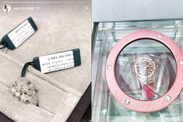 Ngọc Trinh còn thường xuyên thực hiện các clip “đập hộp" những món đồ như túi xách, mắt kính, giày… có giá trị từ vài chục triệu đến vài trăm triệu. Nguồn ảnh: FBNV, Internet.