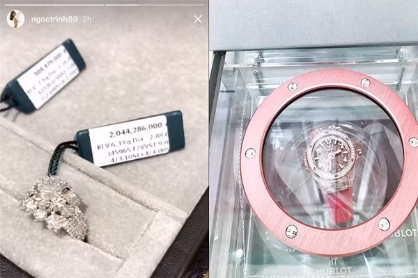 Ngọc Trinh còn thường xuyên thực hiện các clip “đập hộp" những món đồ như túi xách, mắt kính, giày… có giá trị từ vài chục triệu đến vài trăm triệu. Nguồn ảnh: FBNV, Internet.