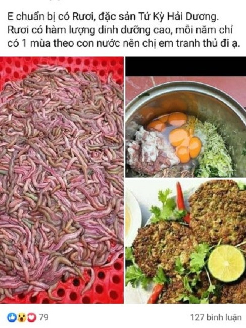 Mới đầu mùa nhưng rươi đã được rao bán rầm rộ trên chơ mạng với mức giá dao động từ 450.000 - 550.000 đồng/kg. Ảnh chụp màn hình