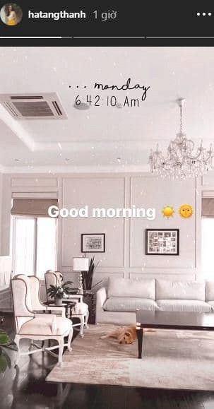 Mới đây, khi đăng ảnh chào buổi sáng, Tăng Thanh Hà hé lộ thêm một vài góc trong căn biệt thự đang sống cùng chồng con.