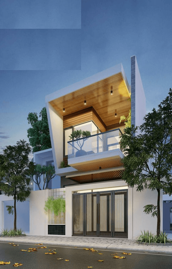 Ngôi nhà có kiểu dáng bắt mắt và cuốn hút bởi chất liệu giả gỗ cao cấp. Ảnh: Trananhgroup.