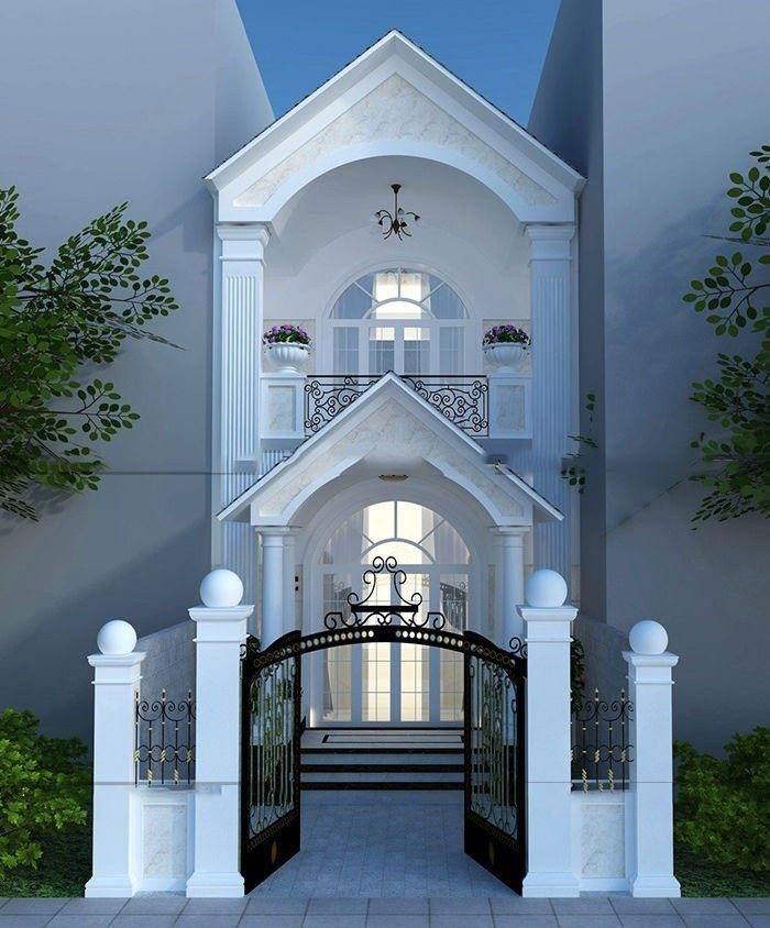 Ngôi nhà hẹp nhưng được khắc phục hiệu quả nhờ kiểu mái dáng chữ A cao ráo, độ dốc thoai thoải. Ảnh: Trananhgroup.