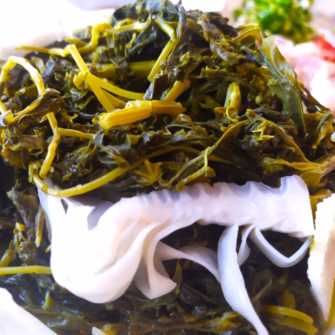 Để đủ số lượng bán cho khách, chị cùng bố mẹ mua hết cây sắn ở trong làng để về cắm quanh nhà, tưới nước đều đặn để sắn lên chồi non và hái muối bán quanh năm.