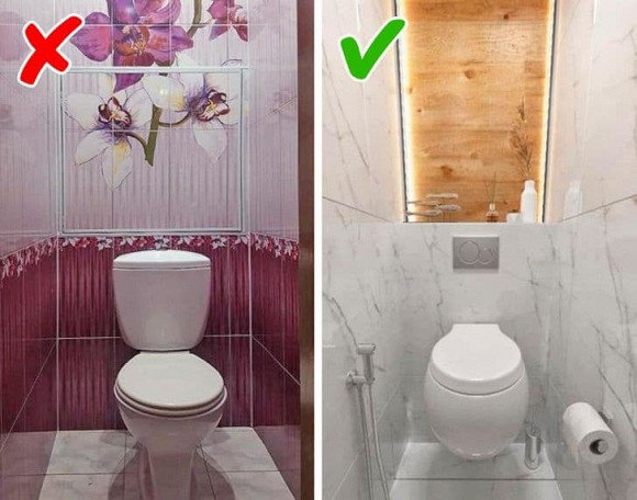 Gạch in hoa văn trong phòng tắm không phải xu hướng nội thất ngày nay nữa. Các nhà thiết kế khuyên bạn nên chọn loại gạch có màu sắc trông tự nhiên hơn như màu của đá, gỗ hoặc bê tông.