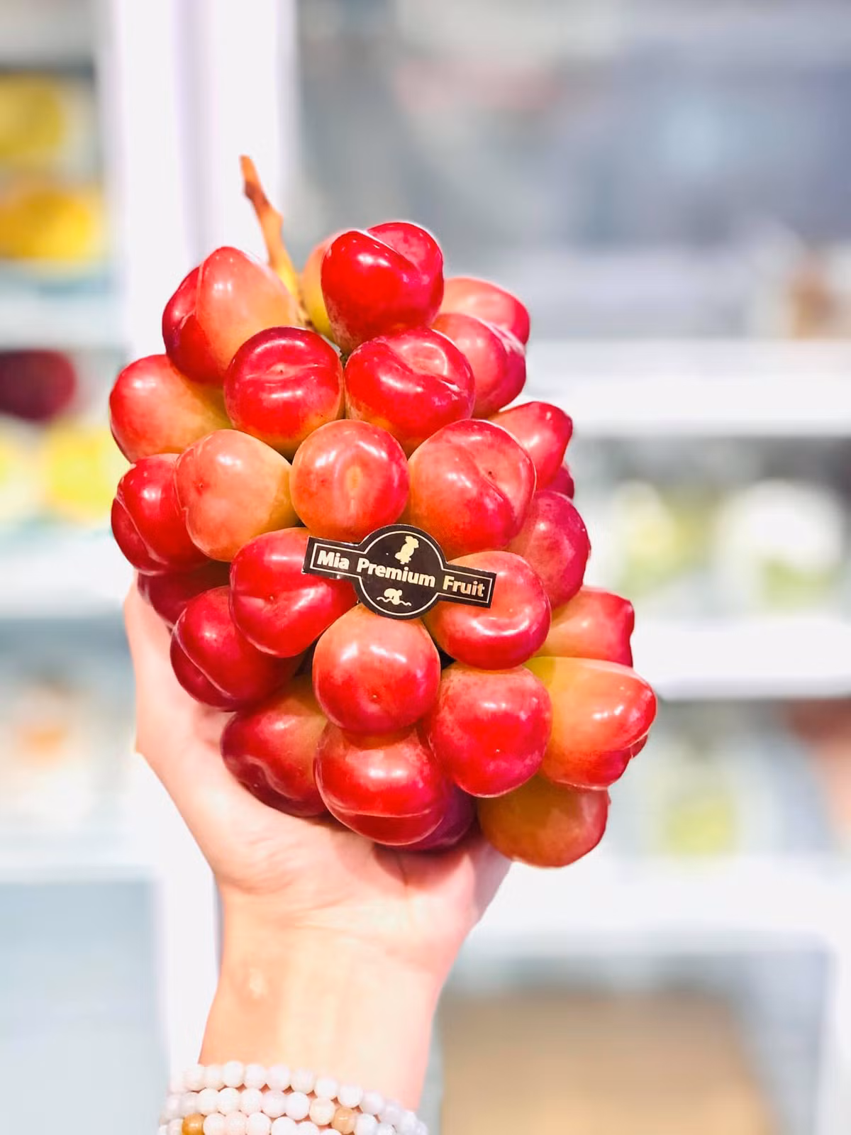 Theo người bán, giống nho này được lai ghép từ dòng nho Pareto của phương Tây vơi nho Mẫu đơn để tạo nên hương vị đậm đà. Ảnh: Mia Fruits