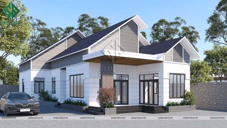 Phần mái cách điệu một chút để tạo sự khác biệt, mới mẻ. Ảnh: Giabaogroup.