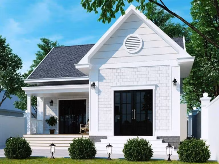 Nhà mái thái gồm 1 phòng khách, 1 phòng bếp, 2 phòng ngủ là lựa chọn hoàn hảo cho gia đình thu nhập không cao. Ảnh: Noithatduongdai.