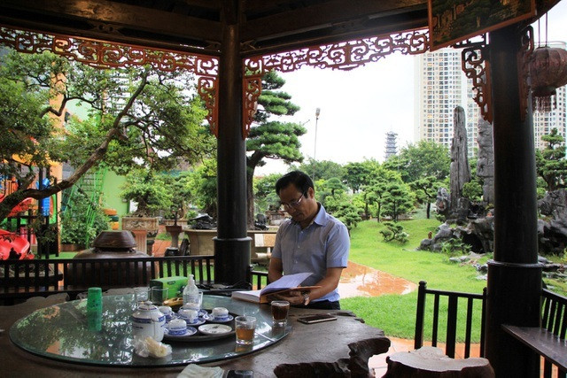 Ông Nguyễn Trọng Thành (Yên Sở, Hoàng Mai) được biết đến là một trong những tay chơi cây cảnh có tiếng ở Hà Nội. Ông bắt đầu tìm hiểu và chơi cây cảnh đến nay đã hơn 25 năm nay. Ảnh: Vietnamnet