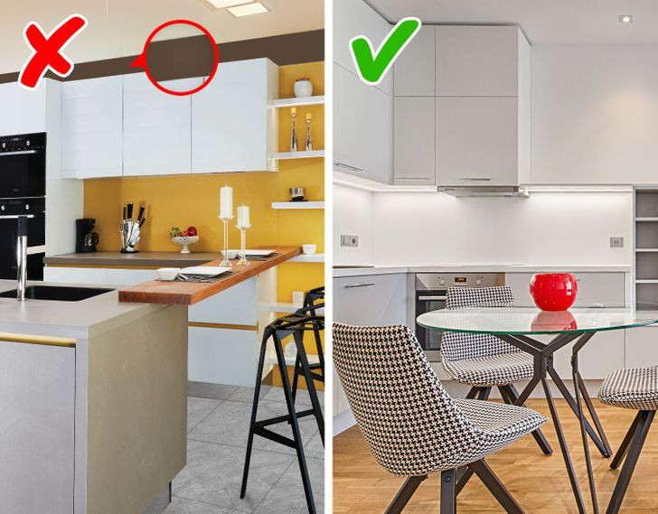 Đồ nội thất có khoảng hở phía trên cũng là một sai lầm của nhiều gia chủ. Nội thất kịch trần không bảo vệ bạn khỏi bụi nhưng nó sẽ làm giảm lượng rác tích tụ. Hơn nữa, chúng trông rất hiện đại.