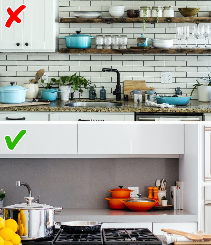 Dù bạn có cẩn thận đến đâu thì dầu mỡ từ thức ăn khi nấu nướng vẫn sẽ xuất hiện trên tường. Và nếu tường bếp có nhiều vết lõm và hoa văn khác nhau, thì rất khó để làm sạch vết dầu mỡ đó. Vì vậy, hãy chọn loại gạch nhẵn, không có đường nối để dễ làm sạch.