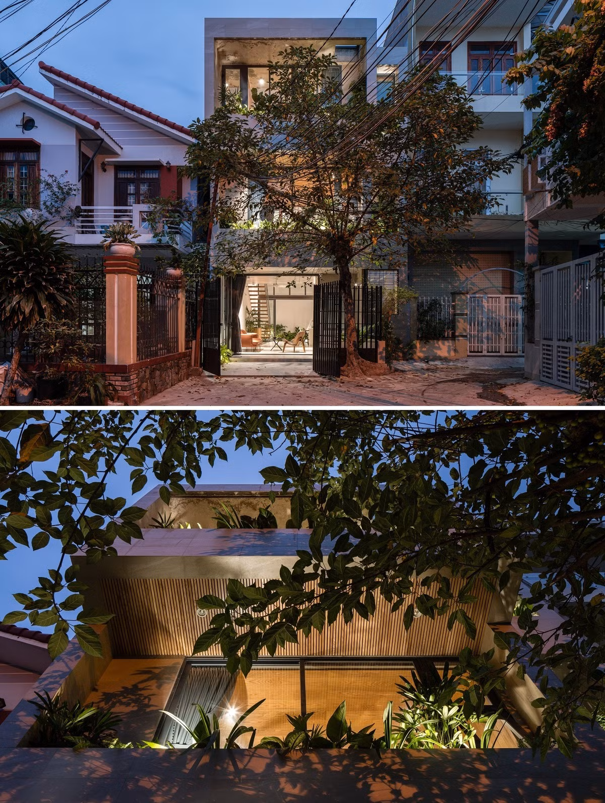 Nằm tại ngã ba một con hẻm ở thành phố Quy Nhơn (Bình Định), ngôi nhà ống ba tầng được xây cho đôi vợ chồng cùng hai con trai. Ảnh: Quang Dam