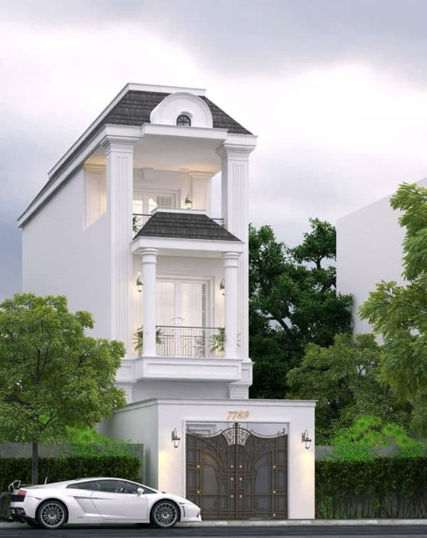 Một ngôi nhà 40m2 3 tầng kiểu tân cổ điển cũng đáng để tham khảo. Ảnh: Noithatduongdai.