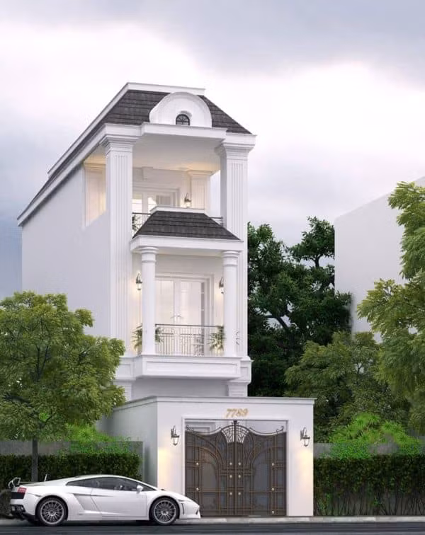 Một ngôi nhà 40m2 3 tầng kiểu tân cổ điển cũng đáng để tham khảo. Ảnh: Noithatduongdai.