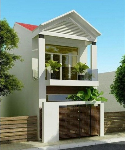 Việc kết hợp nhiều cây xanh ở khu vực ban công và 2 bên hiên giúp cho thiết kế nhà ống 2 tầng thêm phần cuốn hút với nét đẹp tươi mới. Ảnh: Internet.