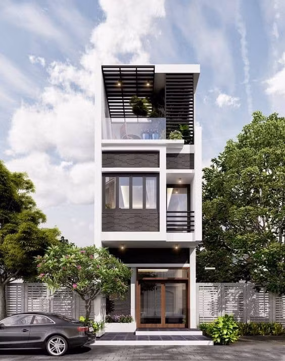 Thiết kế đối xứng tạo nên nét riêng cho ngôi nhà, không rập khuôn, đơn điệu như những nhà phố, nhà ống khác. Ảnh: Noithatduongdai.