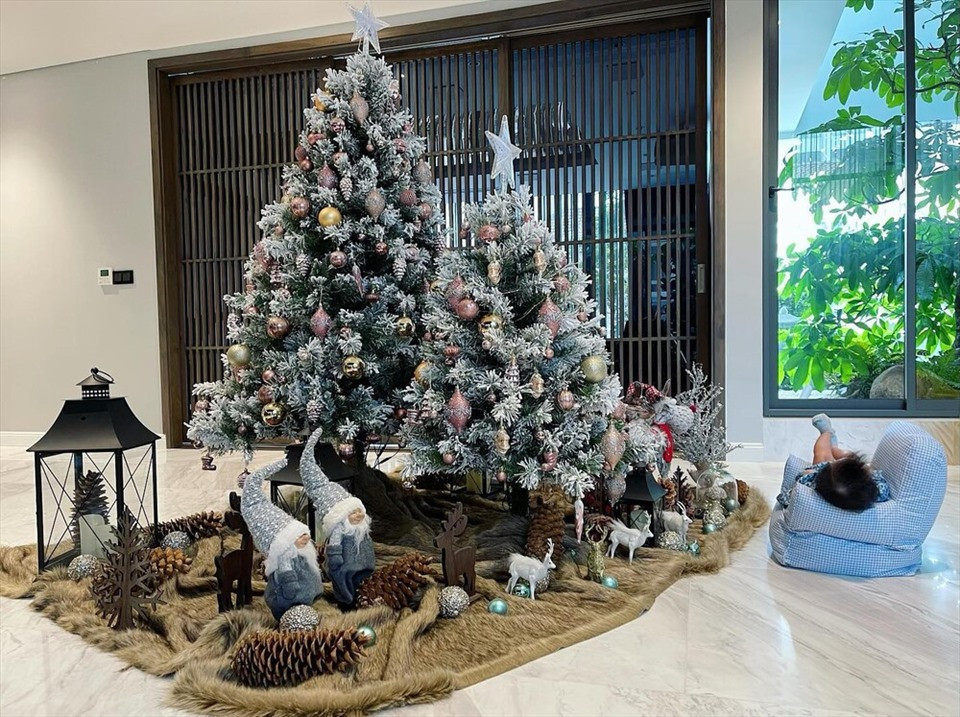 Tuy nhiên, bên trong nổi bật với hai cây thông Noel cỡ lớn.
