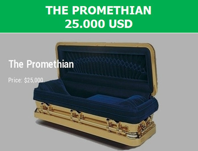 Cố nghệ sĩ Michael Jackson được chôn cất trong một chiếc quan tài mạ vàng 14 cara có tên là Promethian. Theo một nguồn tin, chiếc quan tài của Ông hoàng nhạc Pop có giá khoảng 25.000 USD (tương đương hơn 581 triệu đồng).