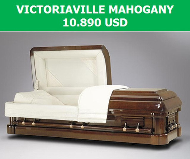 Chiếc quan tài Victoriaville Mahogany có các tay cầm bằng gỗ, cùng nội thất làm từ chất liệu nhung Milano mềm mại nên được bán với mức giá là 10.890 USD (tương đương 252 triệu đồng).
