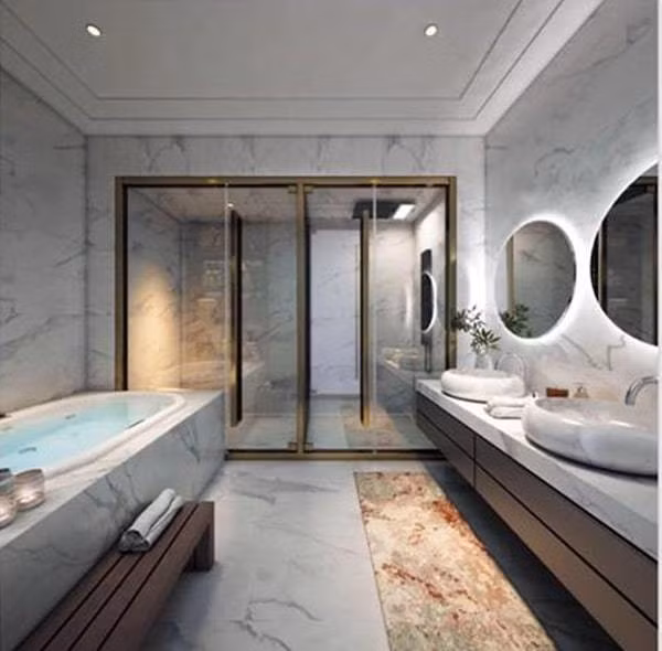 Phòng tắm rộng với những tiện nghi cao cấp. 