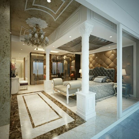 Không gian phòng ngủ mang phong cách hoàng gia.