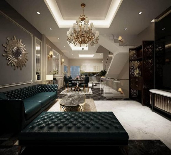 Nội thất khá sang trọng, có nhiều nét tương đồng với phong cách biệt thự 50 tỷ của Ngọc Trinh.