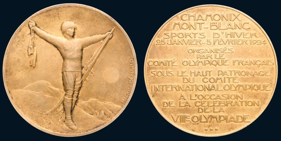 Huy chương vàng tại Thế vận hồi mùa đông 1924. Ảnh: The Sun.