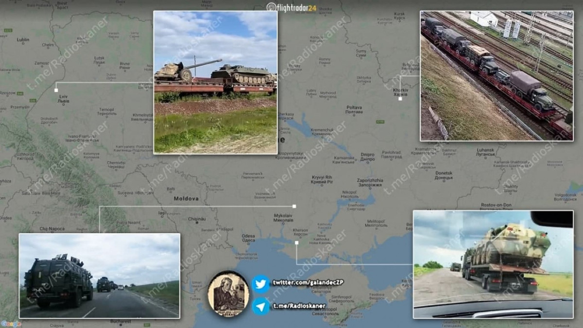 Theo đó, các thiết bị quân sự hạng nặng đã được Ukraine kéo tới khu vực này trên nhiều chuyến tàu hỏa. Các loại thiết bị quân sự bao gồm xe tăng, xe bọc thép và xe tải quân sự.