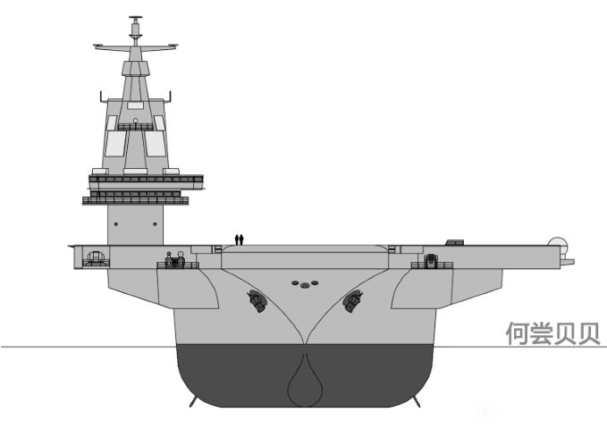Kèm theo đó là thiết kế một tháp thượng tầng duy nhất - giống với triết lý thiết kế của các tàu sân bay Mỹ, đưa cả hai lực lượng hàng hải và hàng không, vào cùng một đảo chỉ huy.