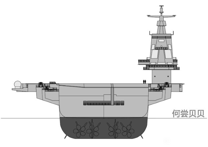 Dựa trên những hình ảnh bản vẽ đã được tiết lộ, có thể thấy tàu sân bay thứ ba của Trung Quốc, sở hữu 4 chân vịt dẫn động.