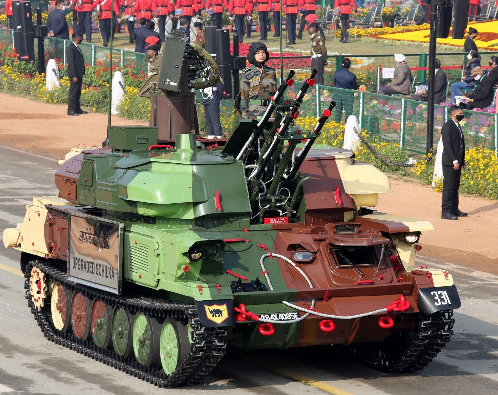 Pháo phòng không Shilka được Ấn Độ nâng cấp xuất hiện trong cuộc duyệt binh vừa diễn ra vào hôm qua.