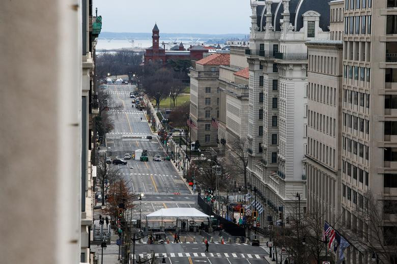 Đường phố Washington vắng lặng trong ngày cuối cùng của nhiệm kỳ Tổng thống Donald Trump.
