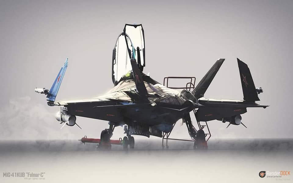 Bản thiết kế trên giấy của chiến đấu cơ MiG-41 được cho là đã hoàn thiện từ cuối năm 2019. Nếu tiến độ của chương trình tiêm kích MiG-41 đi đúng quỹ đạo, hình mẫu thử nghiệm tỷ lệ nhỏ của tiêm kích này tới nay nhiều khả năng đã được ra đời để thử nghiệm trong hầm gió. Nguồn ảnh: RenderDock.