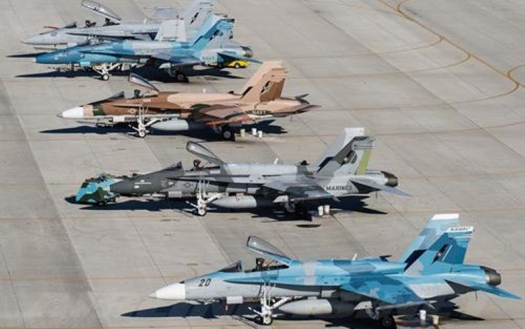 Bên cạnh đó một lượng lớn các chiến đấu cơ F-16, F/A-18 thường được sơn màu giống với chiến đấu cơ của Nga, Trung Quốc, Iran để dùng làm 'quân xanh' cho phi công luyện tập.