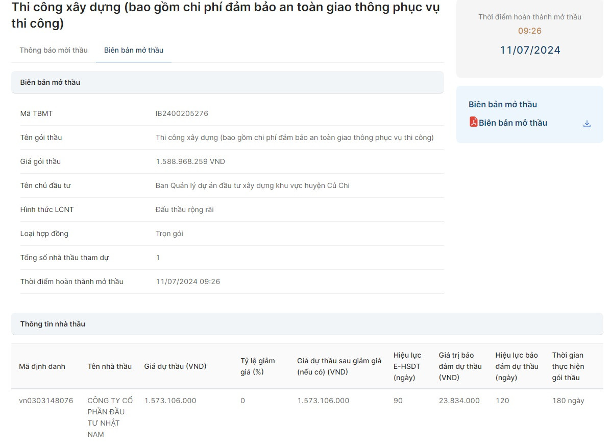 TP HCM: 3 gói thầu tại Củ Chi về tay Công ty Nhật Nam? TP HCM: 3 goi thau tai Cu Chi ve tay Cong ty Nhat Nam?
