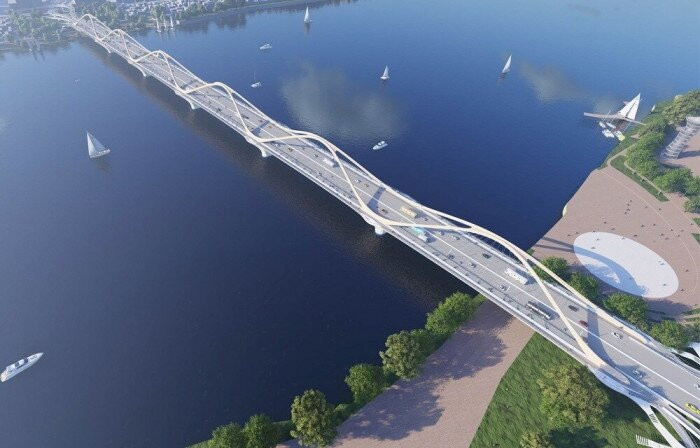 Phương án thiết kế số 12 (giải Nhất) cây cầu có thiết kế mang biểu tượng về sự bất tận của không gian và thời gian cho Hà Nội. Một biểu tượng mới của Hà Nội bắt nguồn từ chính không gian và thời đại cây cầu được xây dựng. Thiết kế cầu là dầm, nhịp và trụ cầu xây dựng bê tông vĩnh cửu, dây văng cách điệu...