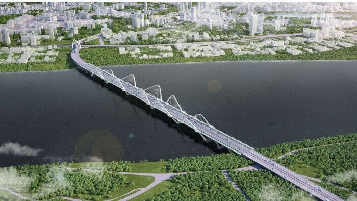 Phương án thiết kế kiến trúc 18 (giải Nhì) có chủ đề Hào khí Đông Á -Hào khí rồng thiêng. Cầu được thiết kế vòm thép, kết cấu mố trụ bê tông cốt thép vĩnh cửu. Chiều dài cầu chính 5 nhịp với tổng chiều dài 590m,chiều rộng mặt cầu 33m.Với phương án này, các tác giả không chỉ mong muốn thiết kế một công trình giao thông mà còn muốn tạo nên một tuyệt tác kiến trúc chứa đựngnhiều bài học lịch sử, để mỗi học sinh, mỗi công dân hay du khách qua cầu đều nhớ đến những câu chuyện lịch sử đầy tự hào.