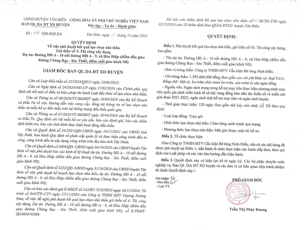 Tay Ninh: Nha thau trung goi thi cong xay dung tai Tan Bien co tiem luc ra sao?