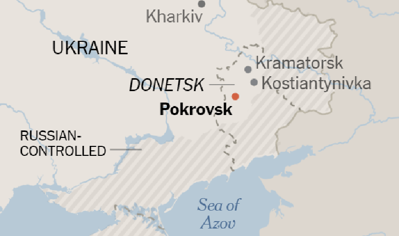 Do Quân đội Nga tiến công rất nhanh theo hướng Pokrovsk, một số chuyên gia phương Tây dự đoán rằng, sau khi chiếm được Pokrovsk, Quân đội Nga có thể tiến thẳng về tỉnh Dnipropetrovsk, chứ không dừng lại ở biên giới Donetsk. Nếu lực lượng của Nga đủ mạnh, có khả năng họ sẽ phát động một cuộc tấn công quy mô lớn ở Dnieper. Ảnh: New York Times.