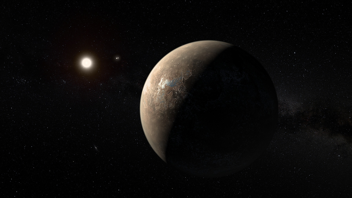 Một trong những khám phá đáng chú ý nhất về Proxima Centauri là sự tồn tại của hành tinh Proxima b, được phát hiện vào tháng 8 năm 2016. Proxima b có kích thước tương đương Trái Đất và quay quanh ngôi sao mẹ ở khoảng cách 0,05 AU, với chu kỳ quỹ đạo khoảng 11,2 ngày Trái Đất. Điều này làm dấy lên hy vọng về khả năng tồn tại sự sống ngoài hành tinh trong hệ sao gần nhất với chúng ta.(Ảnh:Wikipedia)