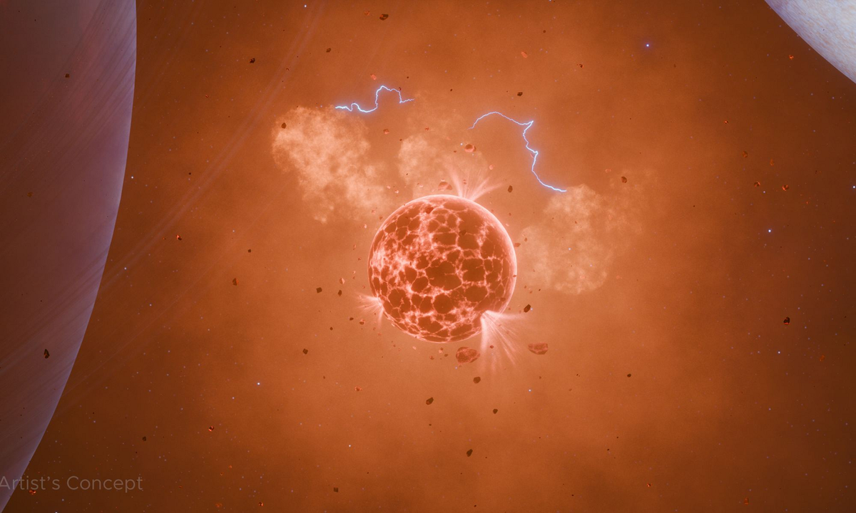 Đám mây dường như đến từ một nguồn sản xuất khoảng 100.000 kg natri mỗi giây và di chuyển nhanh hơn hành tinh, cho thấy nó có nguồn gốc từ một thiên thể khác.(Ảnh: Universe Today)