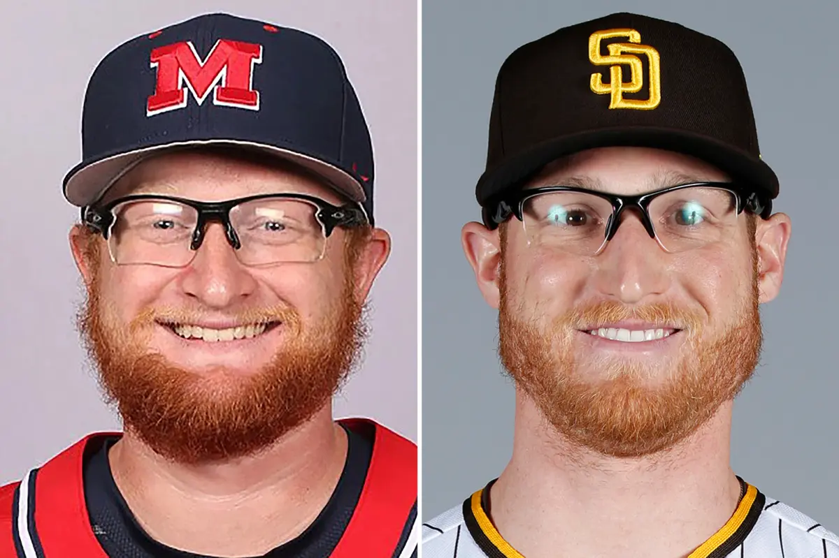 Brady Feigl, 32 tuổi, là cầu thủ của Long Island Ducks, trong khi Brady Feigl, 27 tuổi, chơi cho Las Vegas Aviators. (Ảnh: New York Post)