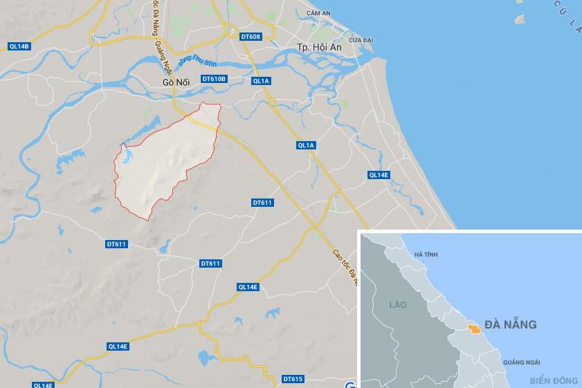 Khu nghỉ dưỡng thuộc thôn Trà Lý, xã Duy Sơn, huyện Duy Xuyên (Quảng Nam), khoanh đỏ. Ảnh: Google Maps.