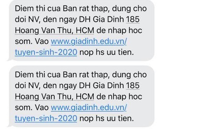 Thi sinh buc xuc vi loat tin nhan “che diem thap” tu truong DH