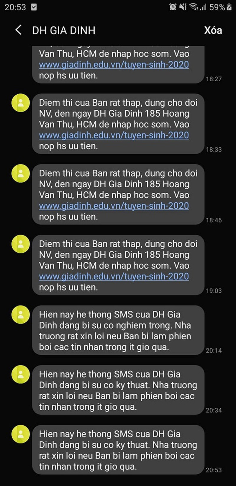 Thi sinh buc xuc vi loat tin nhan “che diem thap” tu truong DH-Hinh-2