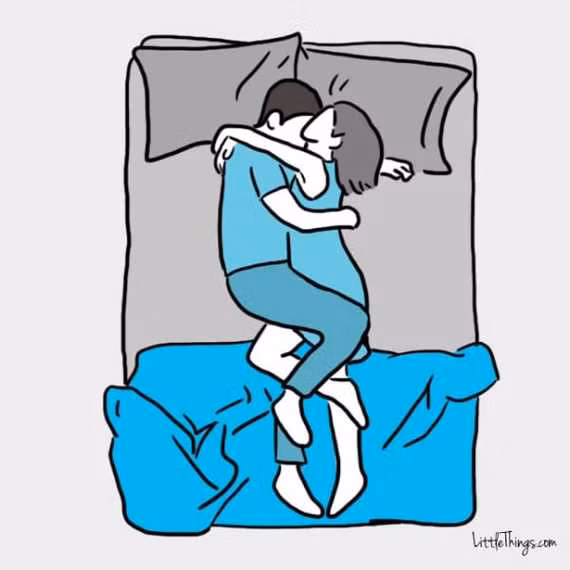 Nút thắt. Những cặp đôi ôm ấp nhau bằng mọi bộ phận cơ thể từ đầu tới chân trong tư thế "nút thắt" rất hiếm - chỉ chiếm khoảng 4%. Tư thế này thường là của các cặp đôi mới yêu, họ có xu hướng quấn quýt lấy nhau không rời.