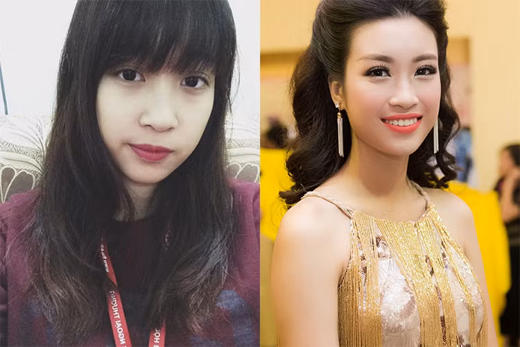  Nhan sắc của Hoa hậu Đỗ Mỹ Linh có sự khác biệt lớn ở đời thường và khi được trang điểm bởi chuyên gia. 